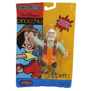 Vintage Bend Ems Disney Pinocchio GEPPETTO 5" figure JUST TOYS NEW, PACKAGE DMG